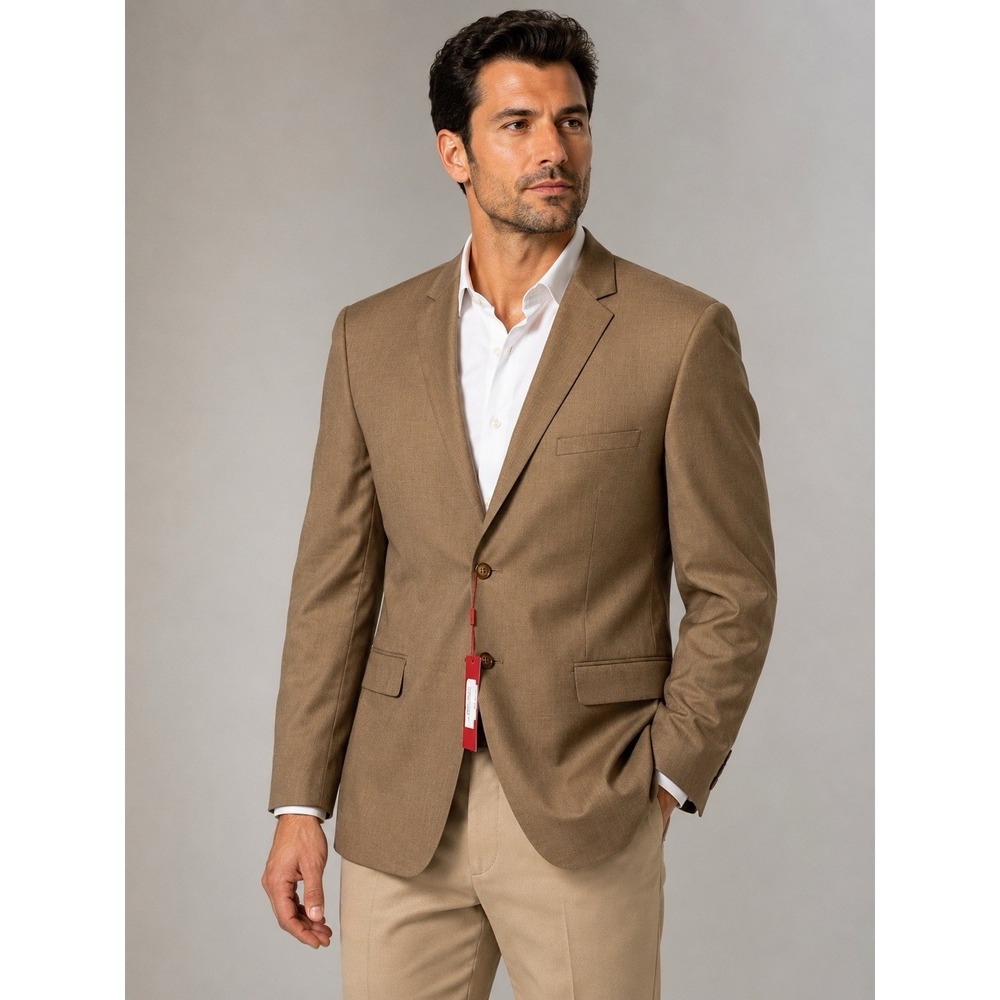 Renoir Men's Light Brown Slim Fit Suit Jacket Blazer 50R 2 Button Vented NWT